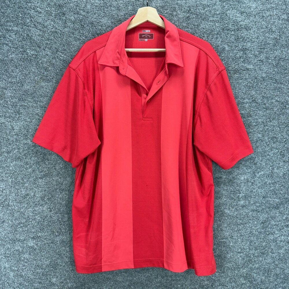 Monterey Polo Shirt Men XL Pink Colorblock Button Collared Short Sleeve Regular
